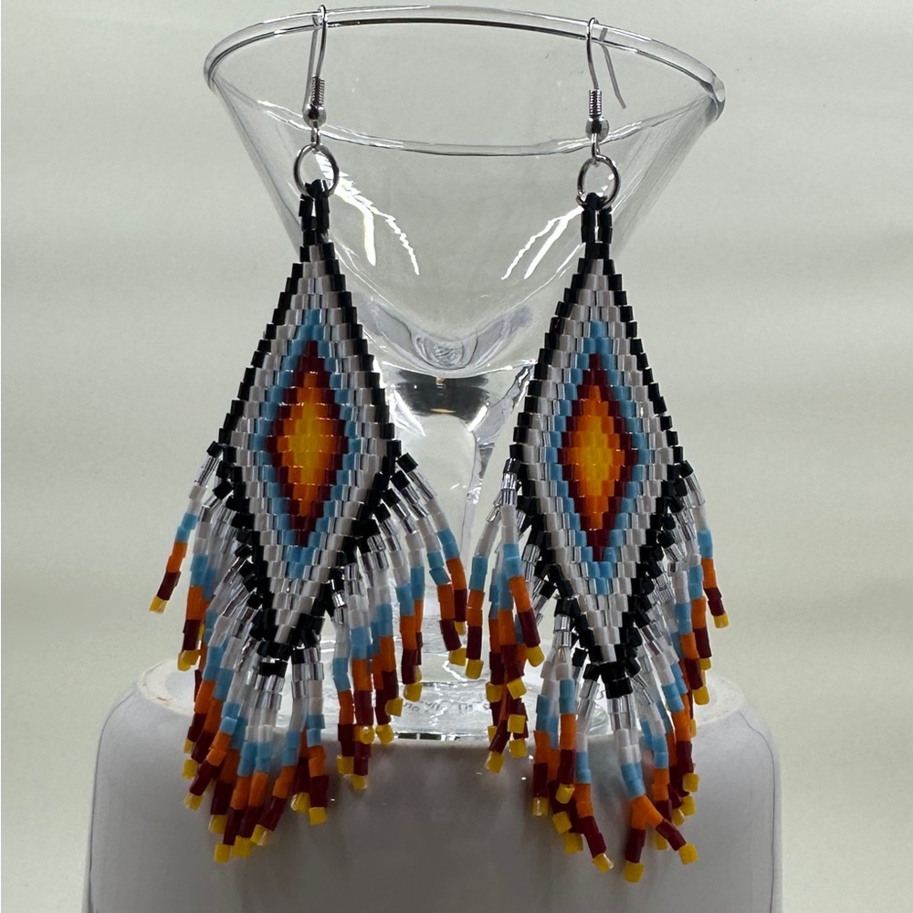 New Beautiful Colorful Aztec Style Beaded Dangle Earrings